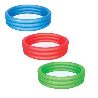 Басейн 51025 (12шт) детячий,круглий,3 кольца,122-25см,3 кольори(красн,син,зел),в кульцi,26-25-2см